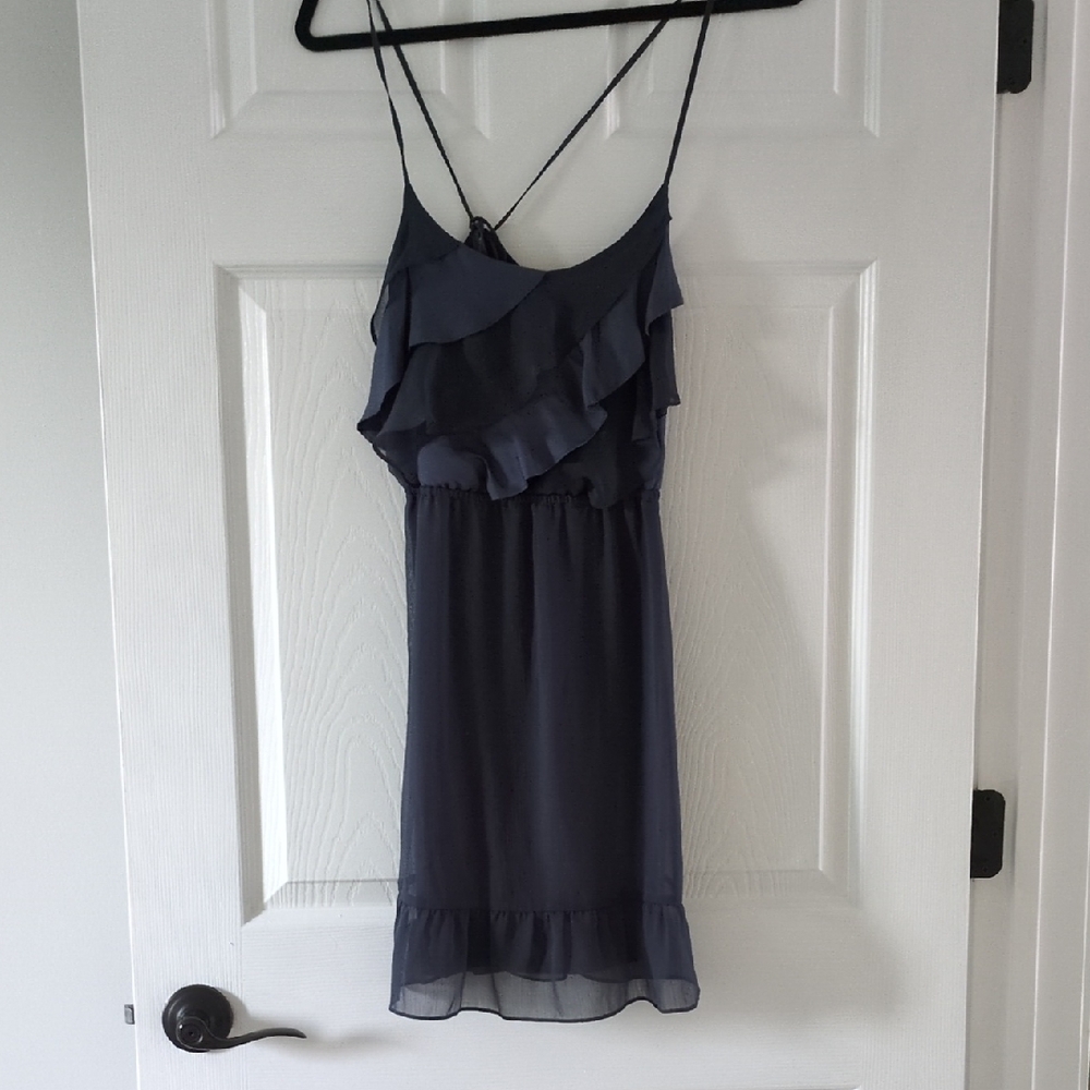 American Eagle Outfitters Navy Ruffle Mini Dress